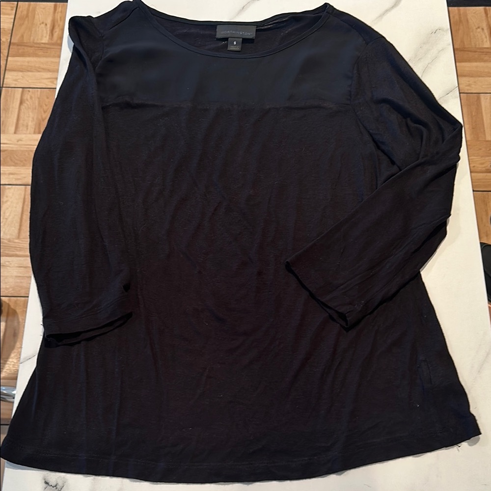 Worthington Black 3/4 Sleeve Scoop Neck Blouse